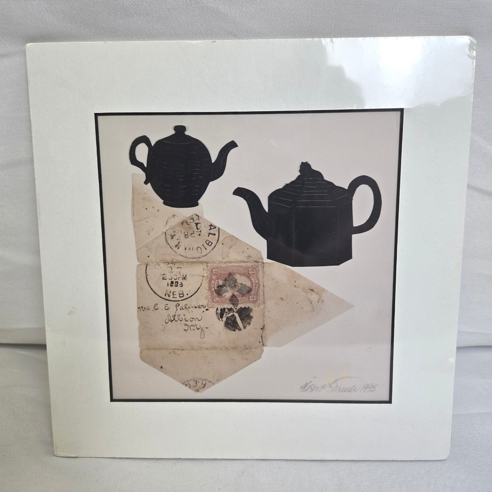 Alison Shriver Designs Silhouette Collage Print, 1995, Signed, Matted, Vtg New
